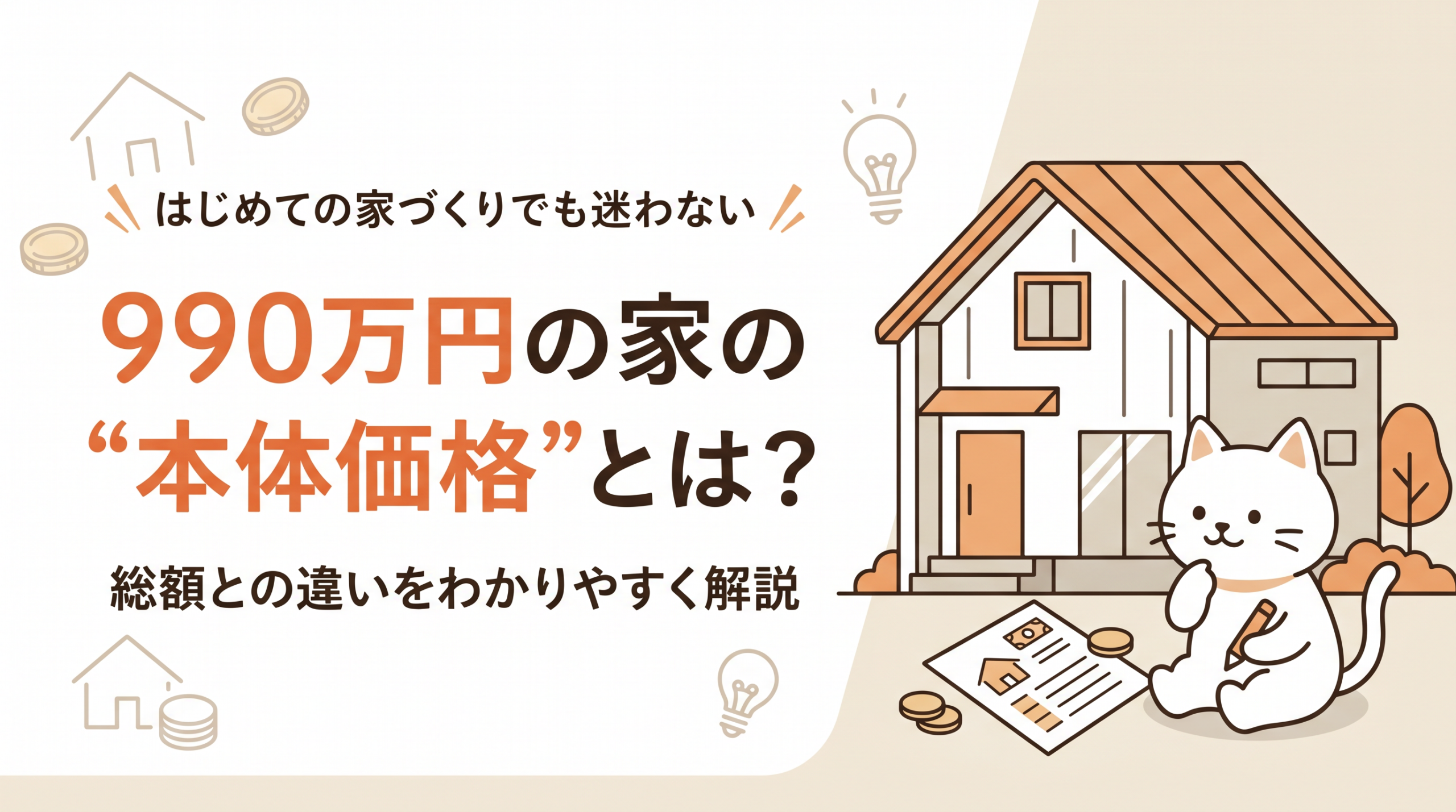 990万円の家の本体価格と総額の違いを解説する記事のアイキャッチ