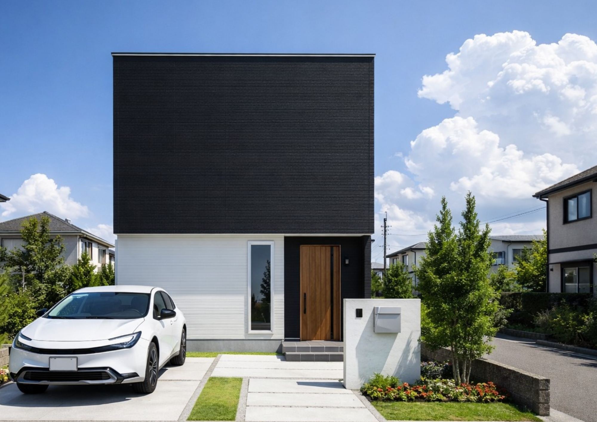 COURT 上下2トーンの黒×白ボックス型モダン